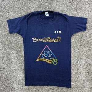 Vintage 1978 Beach Boys Shirt‎ Mens Small Blue Concert Tour Band Healthknit